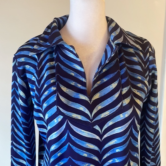 [Chelsea Gunn] Blue Wave Pattern Dress - Size Small - Picture 2 of 5